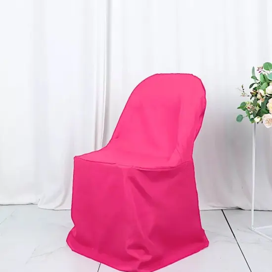 1 Piece Fuchsia Polyester Chair Cover for Vibrant Folding Seating {3}