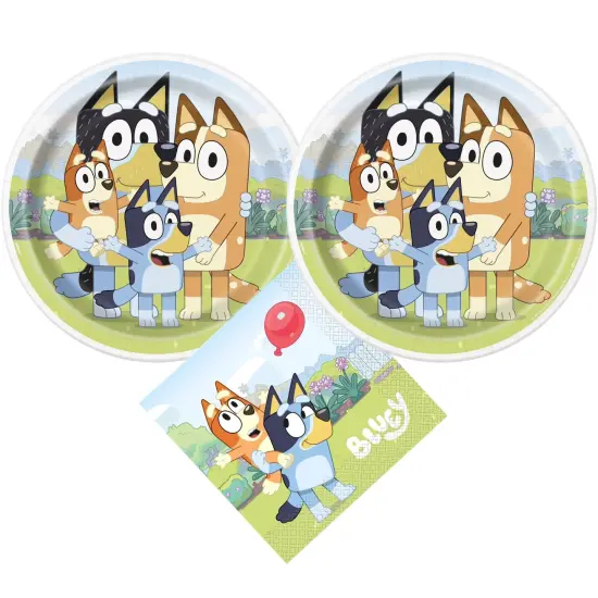 Bluey Birthday Party Supplies Bundle with Bluey Dinner Plates and Bluey Napkins - Serves 16 {1}
