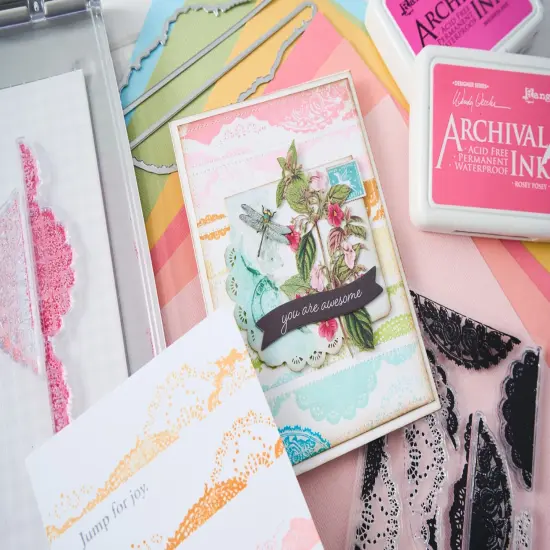 Sizzix Clear Stamps W/Framelits Dies By 49 And Market-Doily Edgers {4}