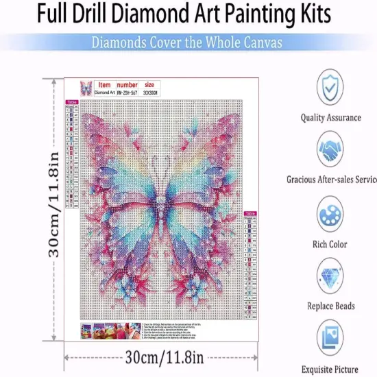 Diamond Painting Kits for Adults - Butterfly DIY 5D Diamond Art Kits Full Drill Diamond Dots Paintings with Diamonds Gem Art and Crafts Home Decor 12x12inch {4}