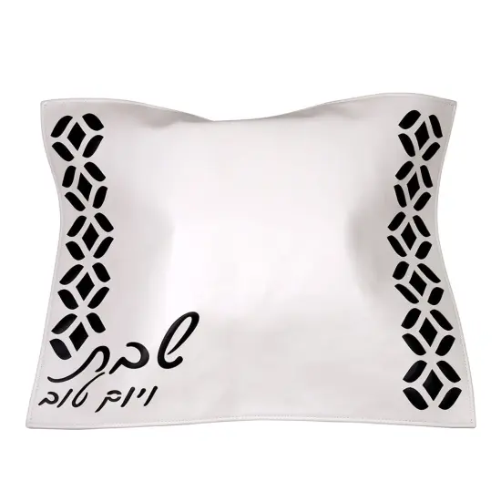 Leatherette Challah Cover with Laser Cut Design Black {1}