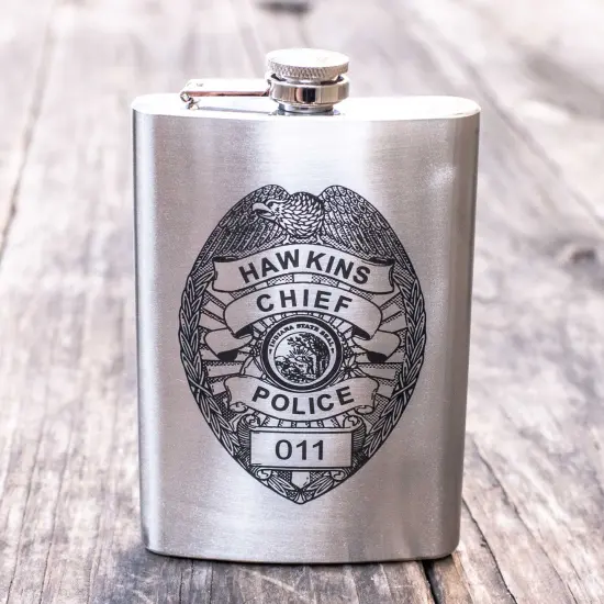 8oz Hawkins Chief of Police Stainless Steel Flask {3}