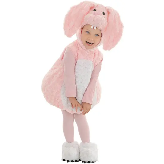 Pink Bunny Toddler Costume Kids Halloween Plush One-Piece Outfit {1}