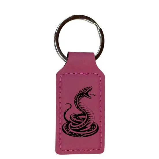 Keychain - Rectangle - Coiled Snake - Leather Rustic/Gold {2}