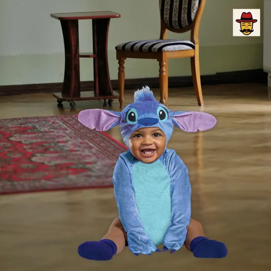 Baby Stitch Costume Soft Blue Plush Jumpsuit Mittens Detachable Tail Headpiece {2}