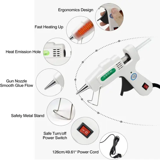Mini Hot Glue Gun with 30 Glue Sticks, Fast Heating Hot Melt Gun, 20W Glue Gun Kit, Lightweight Craft Gun for DIY, Home Repairs, Kids' School Projects, White {3}