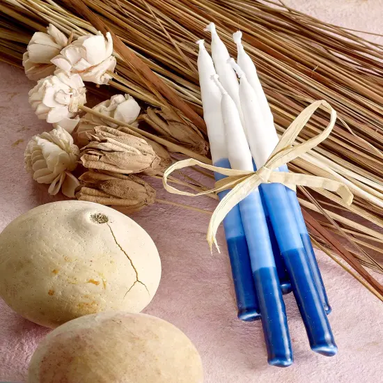 Rite Lite Premium Menorah Hanukkah Candles - 5.25" - Blue and White - 45ct {4}