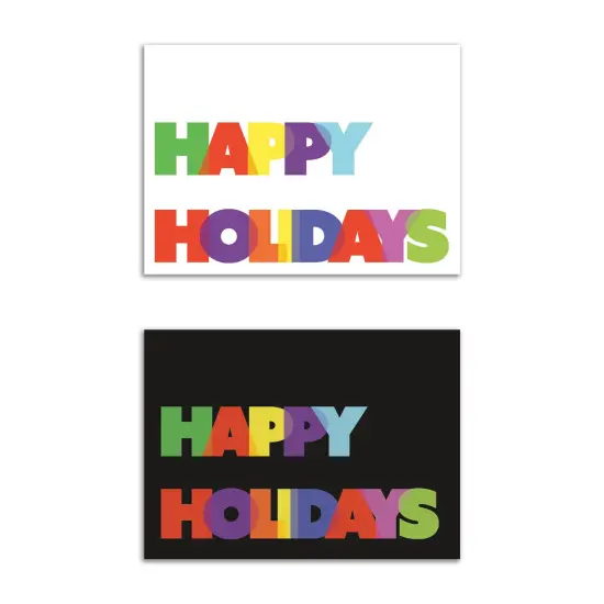 Modern Rainbow Happy Holidays Greeting Cards Boxed Set &ndash; 24 Festive Notecards with Envelopes, Bold and Colorful Holiday Cards in Black and White Designs {1}