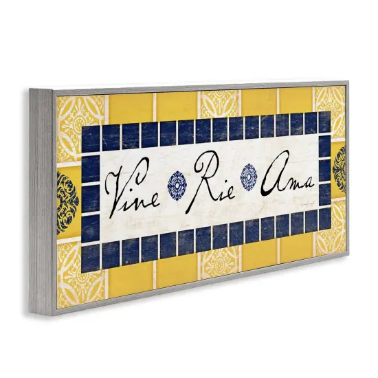 Stupell Industries Vine Ríe y Ama Framed Giclee Art Gray Framed {3}