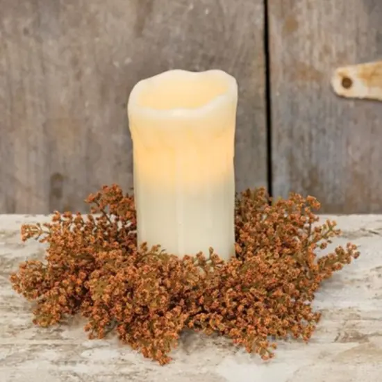 Bursting Astilbe Candle Ring 3.5" Pumpkin {2}