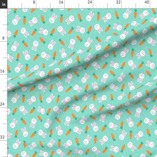 Various Fabrics by the Yard or Fat Quarter Bunnies Aqua Easter Spring Rabbit Bunny Carrot Custom Printed Fabric by Spoonflower {1}