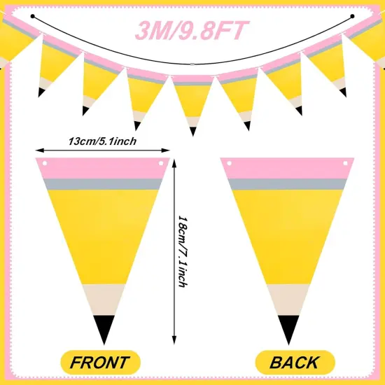5 Pcs Pencil Shaped Paper Pennant Banners Back to School Classroom Decorations {2}