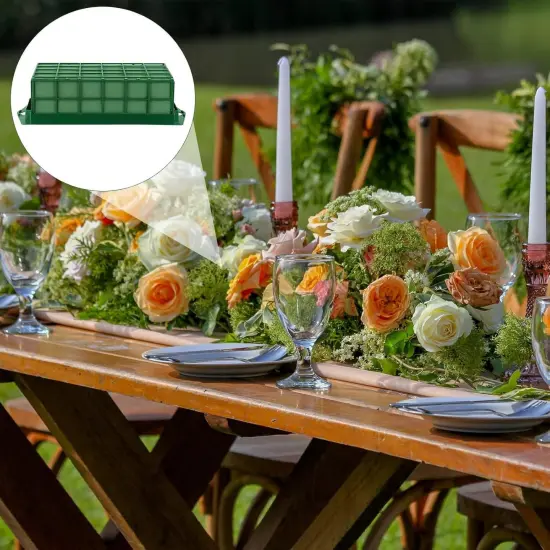 12 Packs Floral Foam Cage Rectangle Flower Cage Holders with Floral Foam Floral Arrangement Supplies for Fresh Flowers, Home Weeding Decorations, 11.8 x 4.3 x 3.1 Inches {5}
