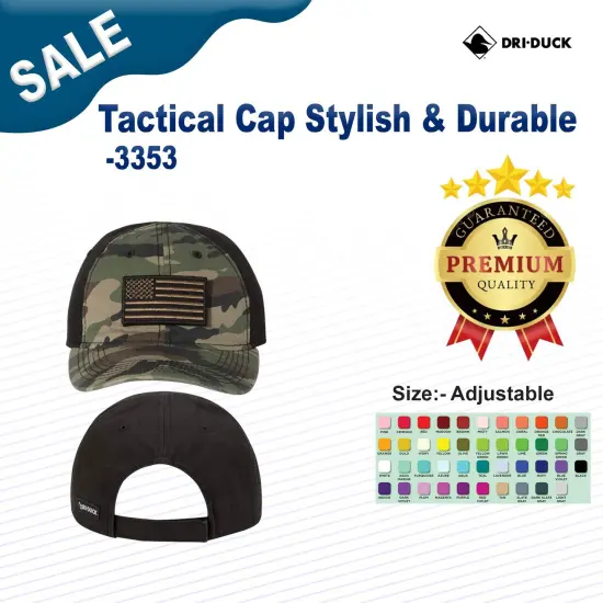 DRI DUCK&reg; Tactical Cap Stylish & Durables Green Camo/ Black {3}