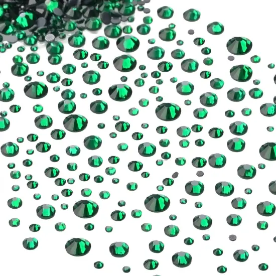 7000pcs+ Flatback Glass Hotfix Iron On Rhinestones Crystal for DIY Making with 1 Tweezer & 1 Picking Pen for Shoes, Clothes, Face Art, Bags, Manicure (Emerald, 5-Sizes) {4}