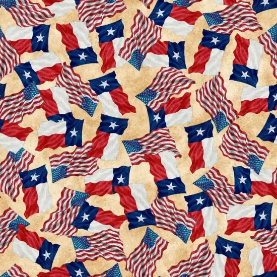ATXSH Brown Flag Of Texas Cotton 44"/45" Fabric Per Yard {1}