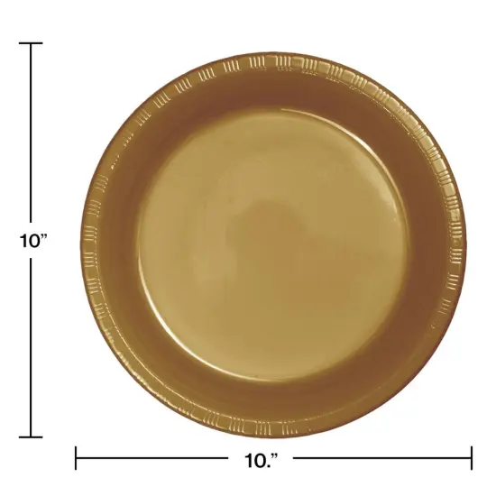 240 pc Bulk Glittering Gold Plastic Banquet Plates 10.25 inch {3}