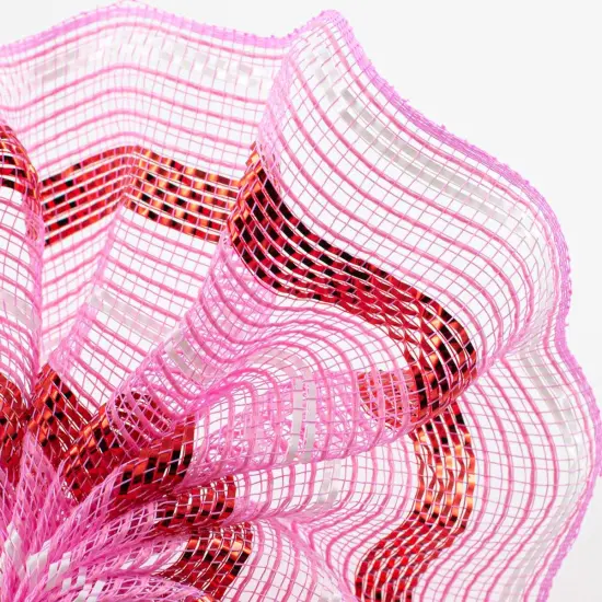 10.5" Poly Faux Jute Metallic Mesh Ribbon: Pink/Red (10 Yards) {2}