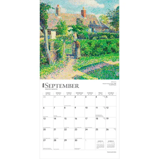 Impressionists | 2026 12 x 24 Inch (Hanging) Monthly Square Wall Calendar | Plastic-Free {4}