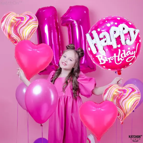Hot Pink Heart Birthday Balloon Set {3}