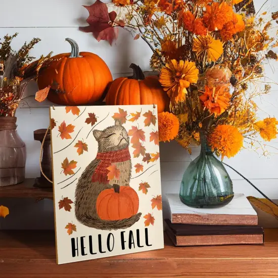 Hello Fall Wall Art Decor - 7.8&times;10.2 Inches {3}