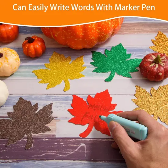 150Pcs Maple Leaves Cutouts Glitter Paper - Mix-color {3}