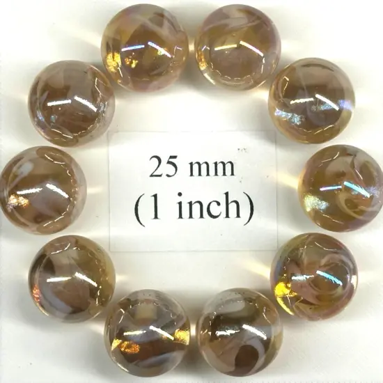 JELLYFISH Pink/Peach Fairy Glass Marbles 25mm (1 inch) SHOOTER Taw Lot {1}