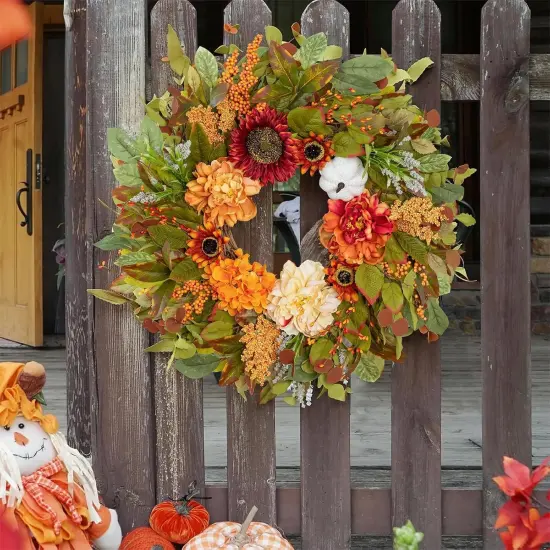 Artificial Autumn Fall Wreath {4}