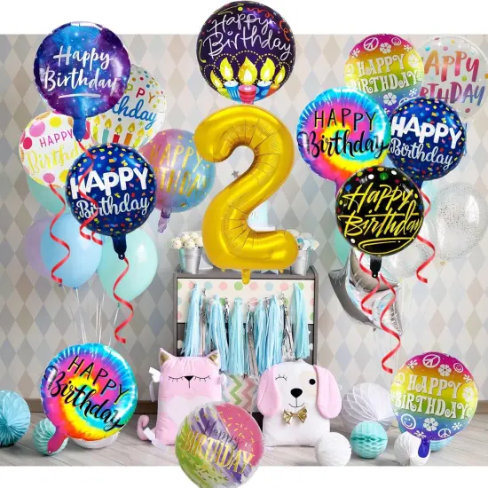 50 Pcs Birthday Party Foil Balloons 2nd Birthday {4}