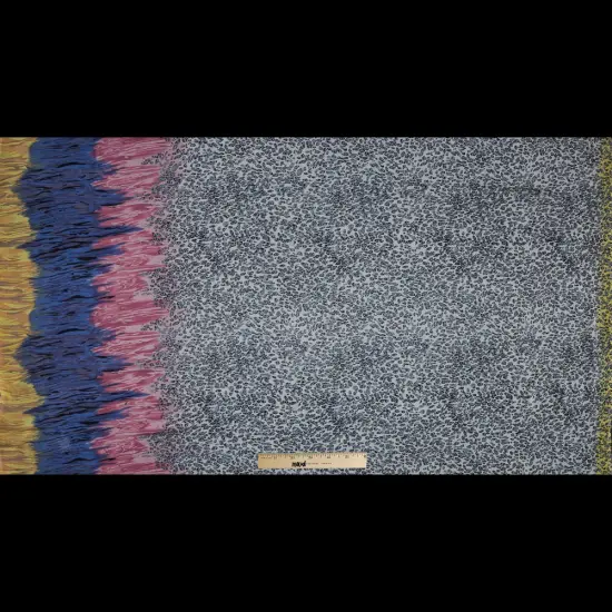 1 Yard Cool Gray, Yellow, Blue & Pink Cheetah Print Silk Chiffon, 44 Inches Width {3}
