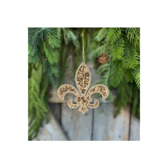 7" Jeweled Glitter Fleur De Lis Ornament {2}