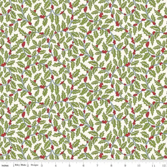 Swirling Holly in B (01667432b) | Festive Greetings | Liberty Fabrics | Riley Blake {1}