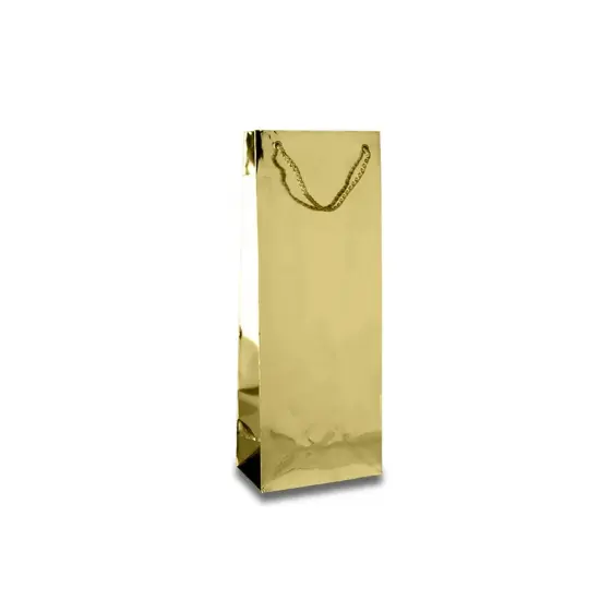 Sleek Metallic Paper Wine Bottle Euro Tote 5" x 3" x 13 1/4" {2}