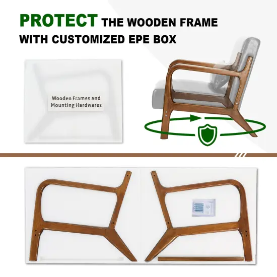 Set of 2 30.75"H Mid-Century Modern PU Leather Armchair Accent Chairs with Pillow Blue {5}