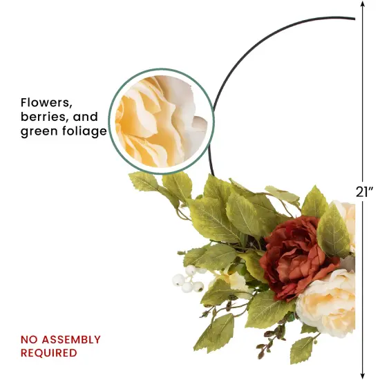 Northlight Fall Harvest Artificial Floral Fall Foliage Twig Wreath - 22" Orange {5}