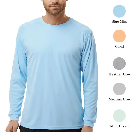 Paragon Long Islander Performance Long Sleeve T-Shirt, Ultra Polyester Dry Fit Multicolor Men&rsquo;s Tee White {7}