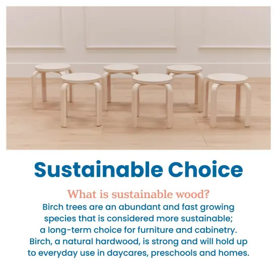 Bentwood Stackable Stools, Classroom Furniture, 6-Piece White Wash {6}