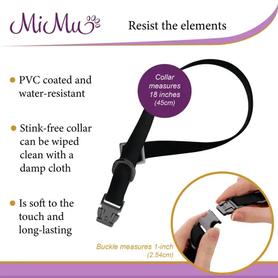 MiMu Small Silicone Dog Collar - Black 17in Stylish Dog Collar with Clasp Buckle {5}