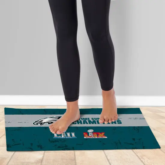 NFL Philadelphia Eagles 2025 Super Bowl LIX Multi Champ Tradition Washable Rug 20X32 Inches {2}