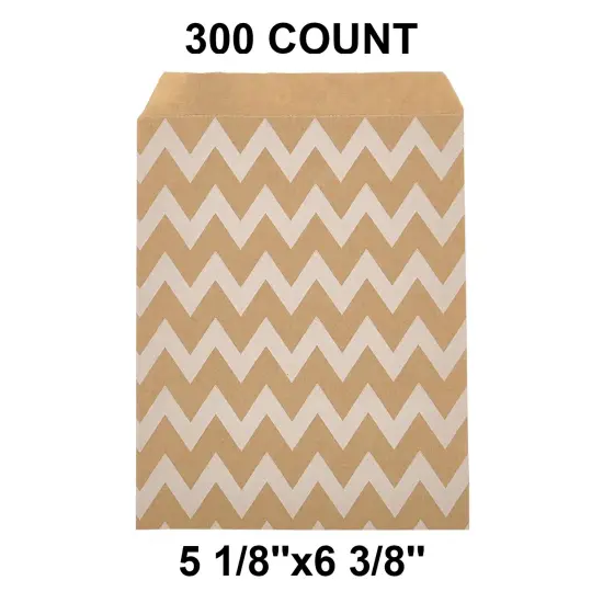 Eco-Friendly White Paper Merchandise Bags 5 1/8" x 6 3/8" Wide Chevron {1}