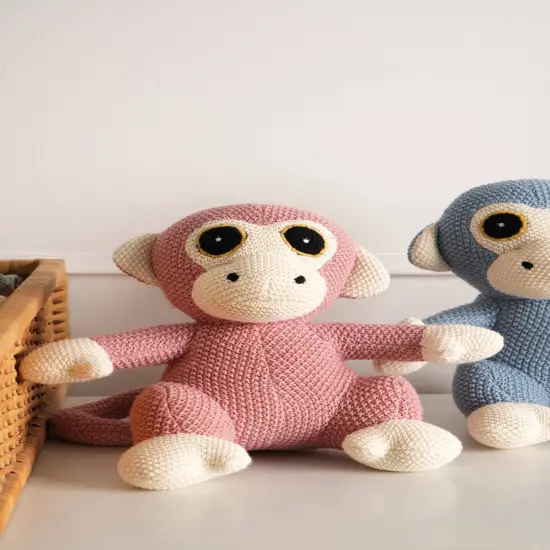 100% Handmade Cotton knitted Soft Monkey Plush Toy/Soft Toys coral almond {1}