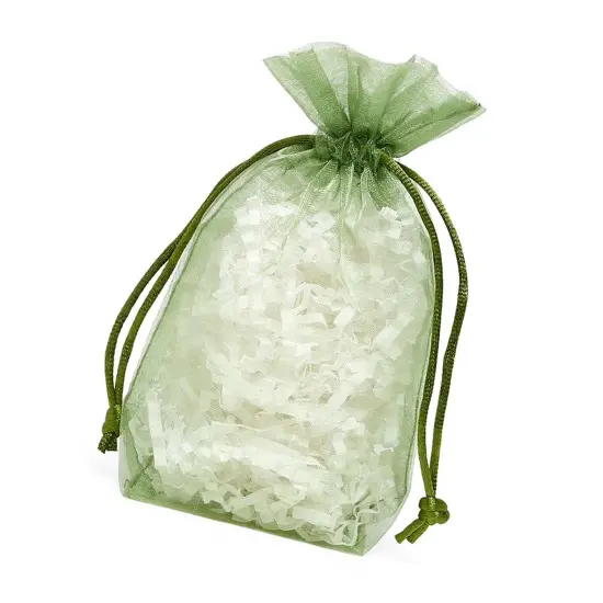 Flat Bottom Organza Bags 3 1/2''x1''x5 1/2'' for Small Business Packaging Moss Green {3}