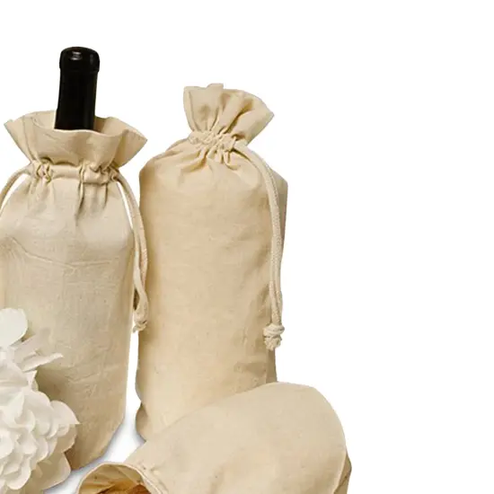 Petite Round Bottom Cotton Muslin Bag 4 3/4" x 3" x 7 1/2" {5}