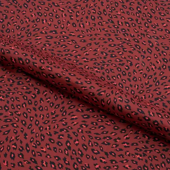Black on Red Cheetah Printed Spandex Fabric {1}
