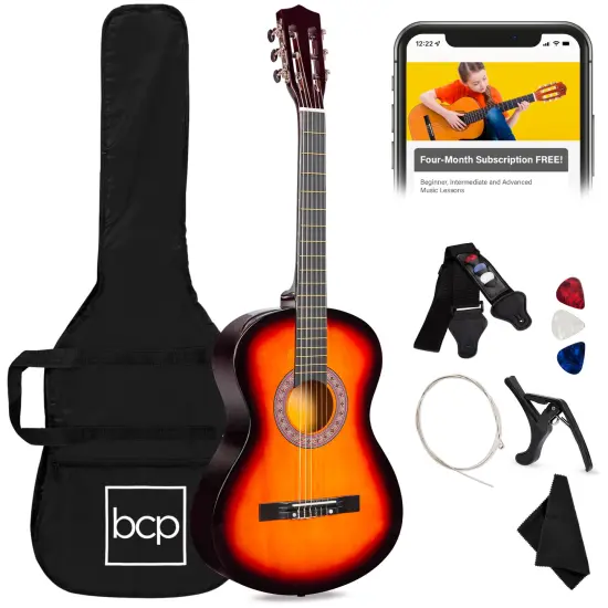 Best Choice Products 38in Beginner Acoustic Guitar Starter Kit w/ Gig Bag, Strap, Strings Sunburst {1}