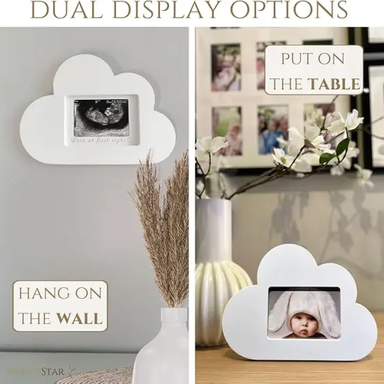 White Cloud Shaped Picture Frame 3.5 x 5 and 3x4, Love at First Sight Frame Ultrasound, Baby Picture Frame, Sonogram Picture Frame, Cloud Decor for Cloud Nursery Decor, Cloud Room and Cloud Wall D&eacute;cor {3}