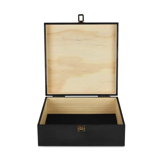 MakerFlo Large Pine Wood Memory Box with Black Felt Inside and Hinged with Clasp of Front, Keepsake Wooden Box Ideal for Craft and Personalization (Laser Engraving, Epoxy, UV DTF, and Vinyl) {5}