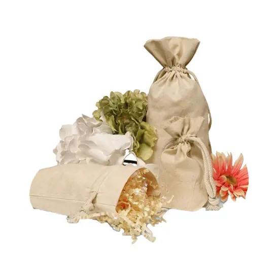 Compact Flat Bottom Cotton Muslin Bag 3 1/2" x 1" x 5 1/2" {1}