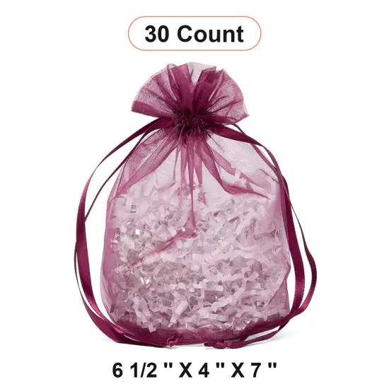 Wide Round Flat Bottom Organza Bags 6 1/2 '' X 4 '' X 7 '' for Gift Bags Plum {1}