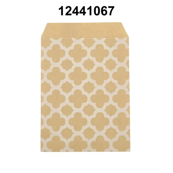 Reliable White Paper Merchandise Bags 6 3/8" x 8 1/2" Quatrefoil {3}